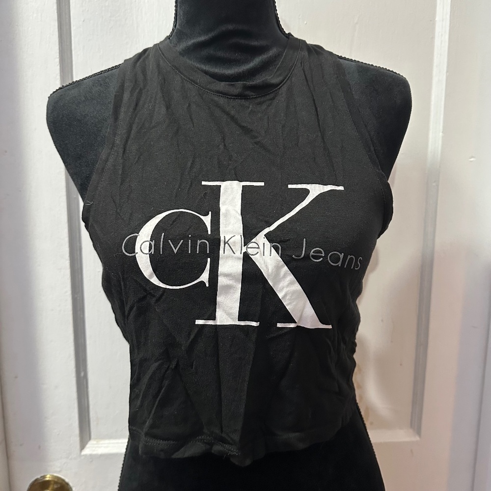 Calvin Klein Jeans Black Cropped Tank Top in S